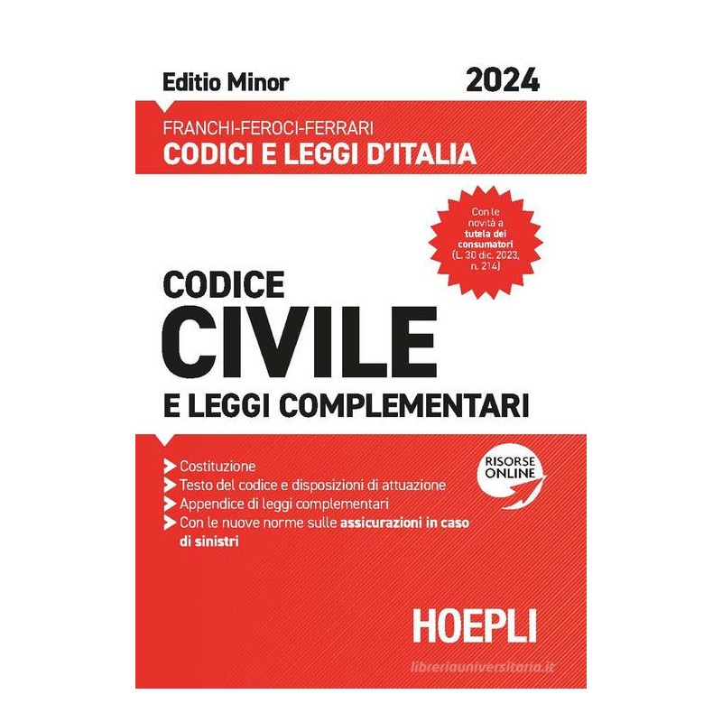 Codice civile e leggi complementari 2024. Edizione minor